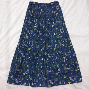 Hibidan Botanical Print Pleated Long Skirt